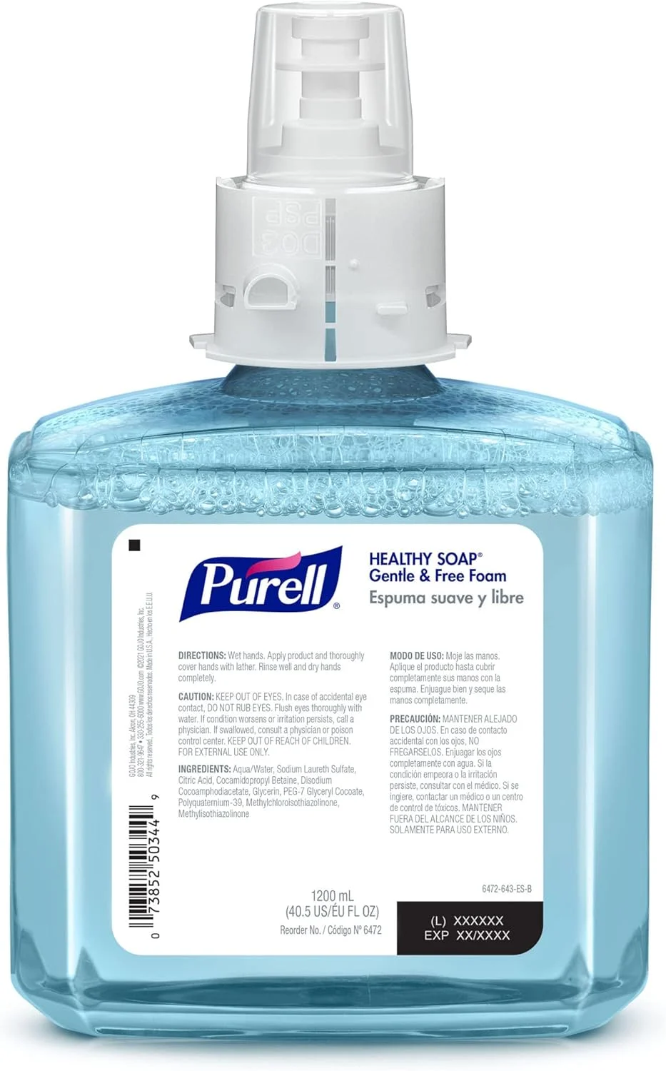 مایع دستشویی فوم ملایم و بدون عطر PURELL ES6 Healthcare، بسته 2 عددی، 1200 میلی لیتر، دارای گواهینامه EcoLogo برای دستگاه پخش PURELL ES6 بدون لمس - 6472-02