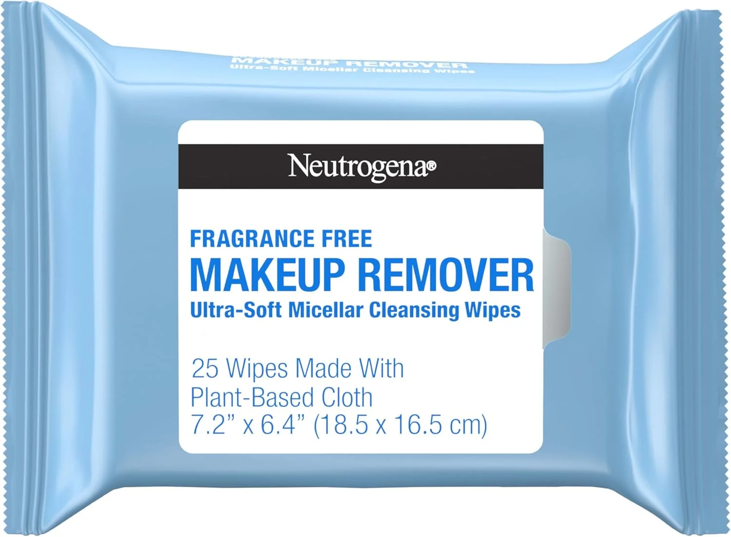 دستمال مرطوب پاک کننده آرایش صورت نوتروژینا، مناسب پاک کردن روزانه آرایش، آلودگی و چربی، ملایم، بدون الکل و عطر، ساخته شده از الیاف گیاهی، 25 عدد