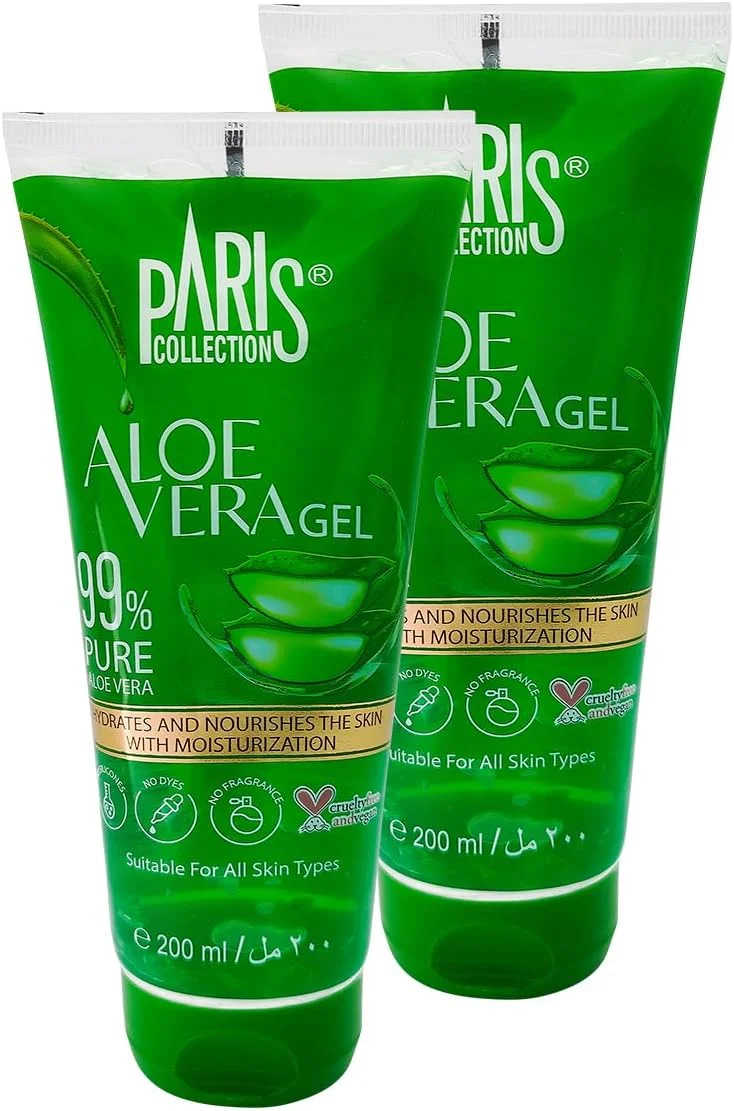 ژل آلوئه ورا پاریس کالکشن (بسته 2 عددی) 200 میلی لیتر | برای پوست و مو | حاوی آلوئه ورا طبیعی و پانتنول (پرو ویتامین B5) | بدون سیلیکون، رنگ و عطر | آبرسانی پوست | مناسب برای همه