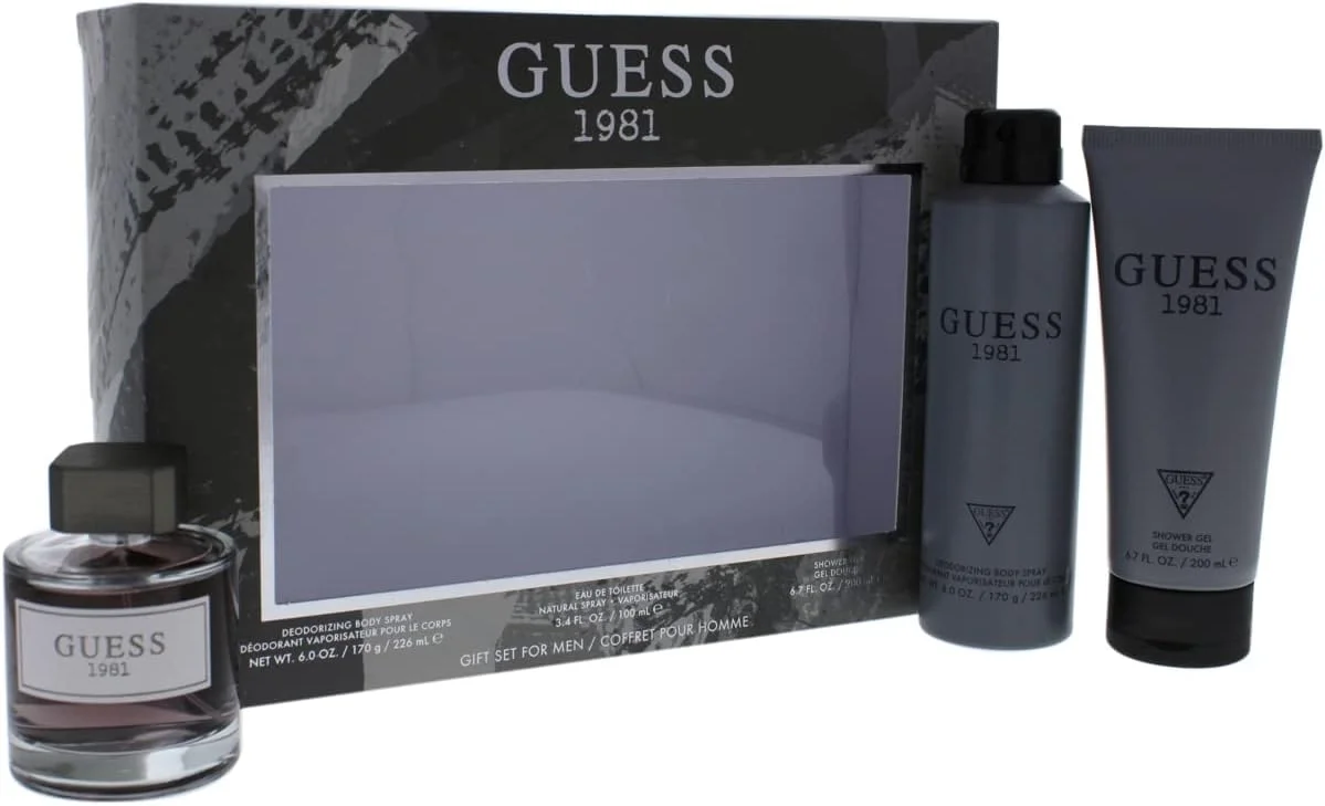 ست هدیه مردانه GUESS 1981 ادو تویلت 100 میلی لیتر + ژل دوش 200 میلی لیتر + اسپری بدن 226 میلی لیتر ست هدیه مردانه GUESS 1981 ادو تویلت 100 میلی لیتر + ژل دوش 200 میلی لیتر + اسپری بدن 226 میلی لیتر