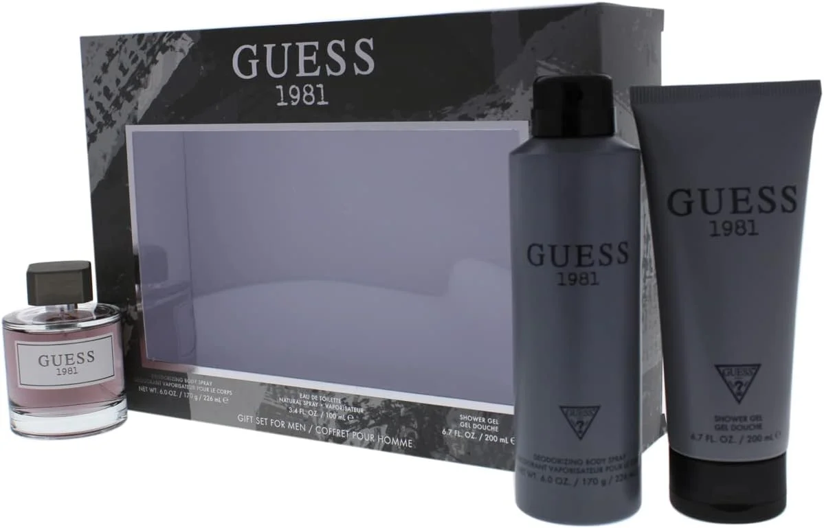 ست هدیه مردانه GUESS 1981 ادو تویلت 100 میلی لیتر + ژل دوش 200 میلی لیتر + اسپری بدن 226 میلی لیتر ست هدیه مردانه GUESS 1981 ادو تویلت 100 میلی لیتر + ژل دوش 200 میلی لیتر + اسپری بدن 226 میلی لیتر