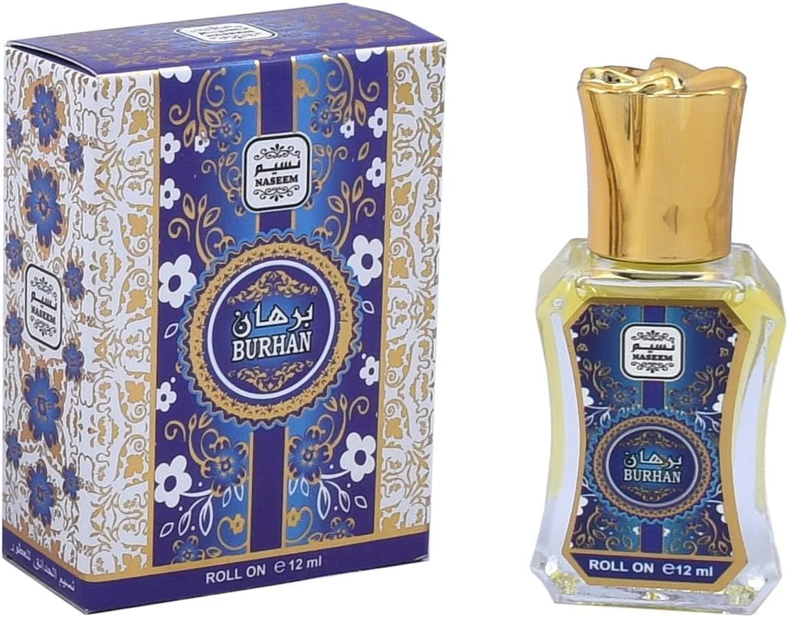 عطر رولی برهان نسیم 12 میلی لیتر - ادو پرفیوم ماندگار برای آقایان و بانوان - روغن معطر عربی ضد حساسیت با رایحه ملایم عود و مشک