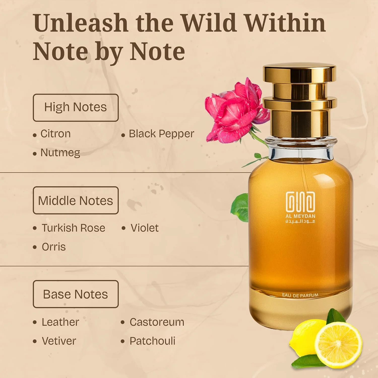 عطر مردانه روغنی ایمیتیشن من – الهام گرفته از ایمیتیشن من – روغن عطر چرمی و ادویه ای ماندگار با رایحه سیترون، رز و نعناع هندی – ماندگاری 8-10 ساعته – رایحه جسورانه (80 میلی لیتر)