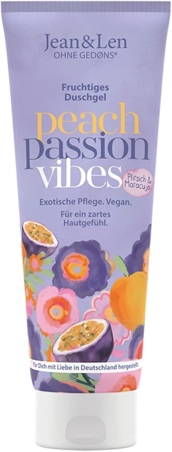ژل دوش میوه ای ژان اند لن، هلو و میوه گل ساعتی، پاک کننده ملایم، برای احساس پوستی لطیف، رایحه عجیب و غریب، بدون میکروپلاستیک و روغن معدنی، 250 میلی لیتر (بسته بندی ممکن است متفاوت باشد)