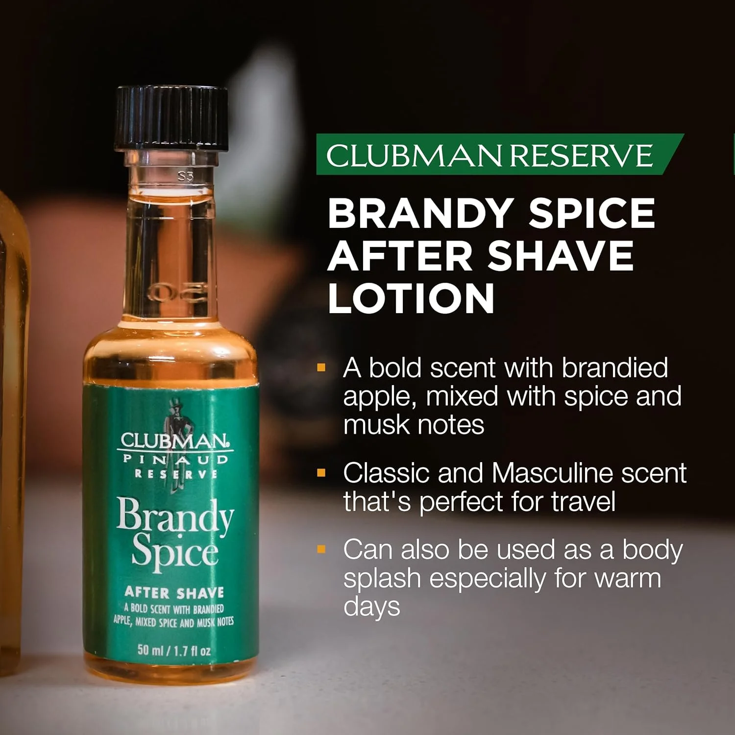 لوسیون افترشیو کلابمن رزرو با رایحه ادویه برندی، خنک کننده، تقویت کننده و طراوت بخش فوری پوست بعد از اصلاح، 50 میلی لیتر