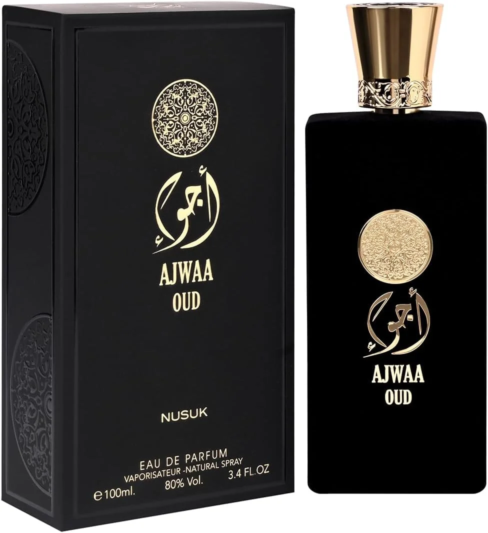 ادکلن مردانه مشکی عود اجواء از نوسک | عطر ماندگار با رایحه برگ بنفشه، تمشک، فلفل، شمعدانی، عنبر، لادن و چوب سدر | رایحه چوبی تند و جسورانه | 100 میلی لیتر