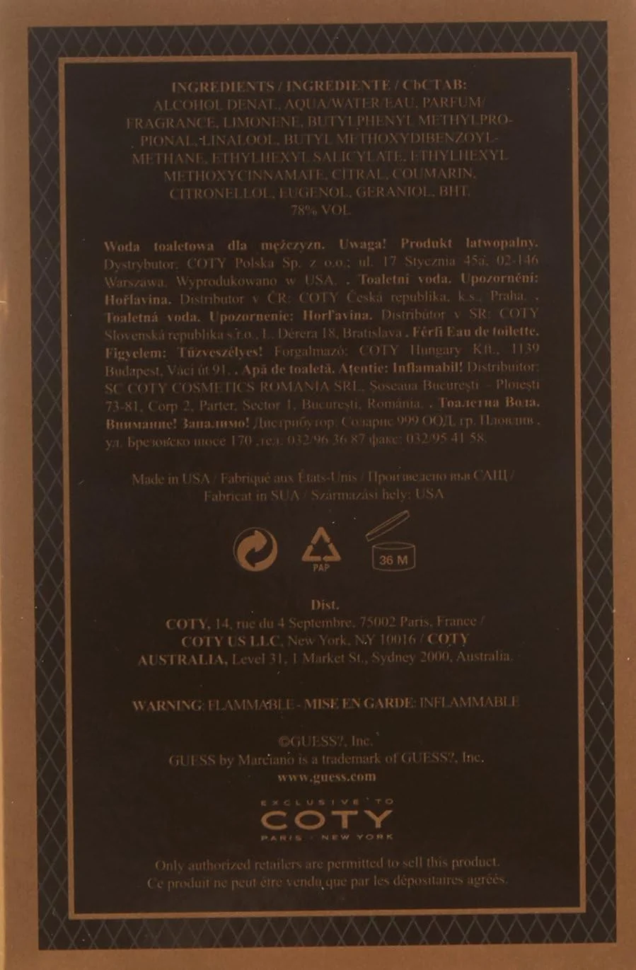 ادکلن مردانه گس مارسیانو ادو تویلت، ۱۰۰ میلی لیتر