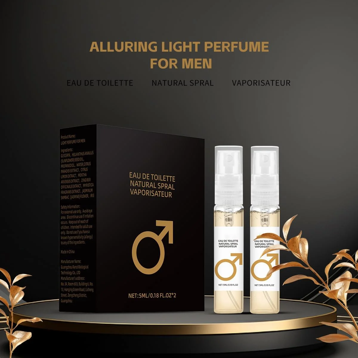 اسپری ادو تویلت مردانه چوبی و با طراوت بدون الکل قابل حمل 5 میلی لیتری x2 - مرکبات، نعناع، یاس با رایحه طبیعی ماندگار (گریپ فروت، لیمو، زنجبیل، سدر)