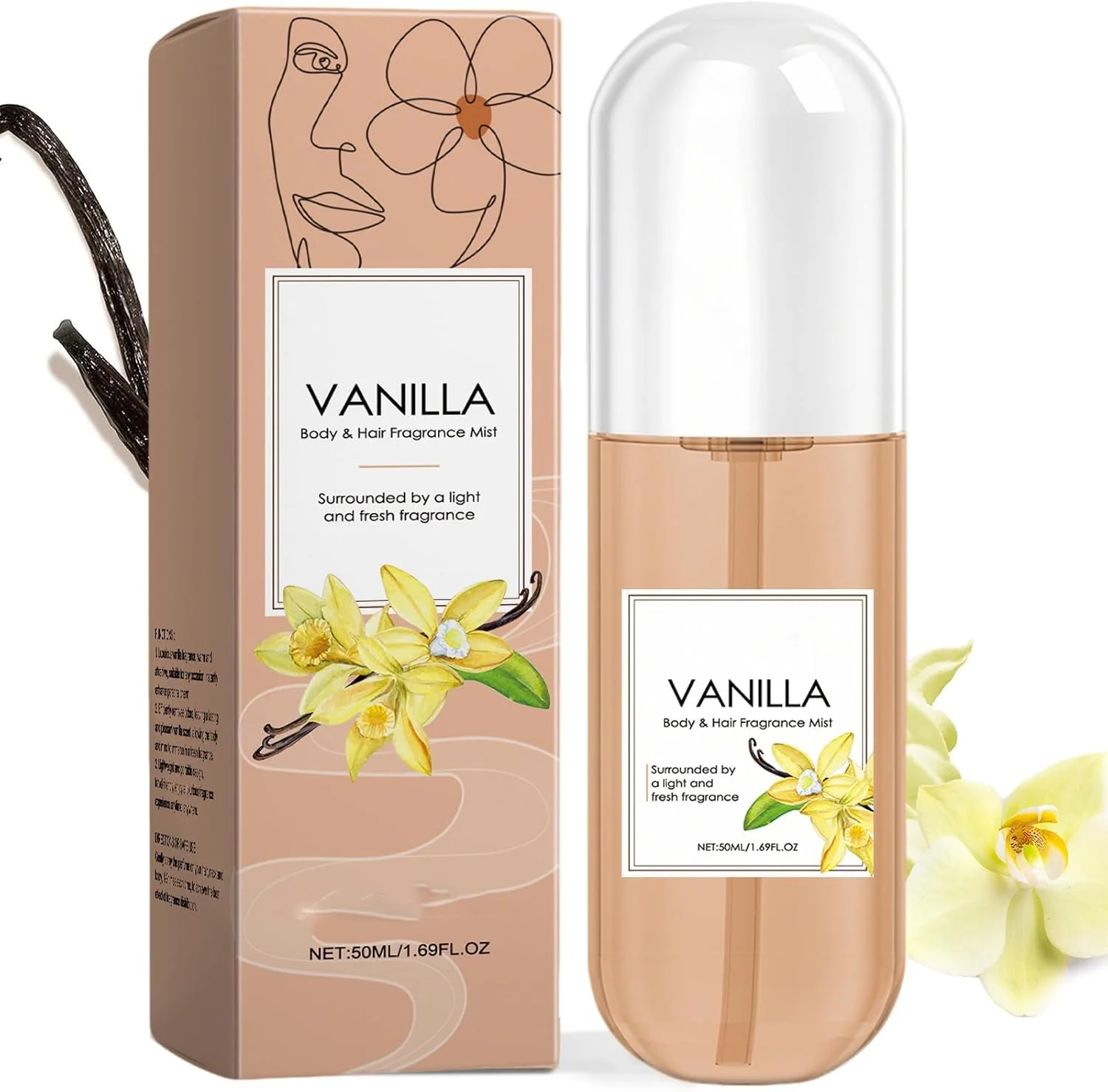 عطر موی ماندگار برای زنان و مردان، عطرهای فرمونی، رایحه کرم وانیلی، کنترل وز و روغن آبرسان مو، اسپری خوشبو کننده مو و بدن، سایز مسافرتی 50 میلی لیتر