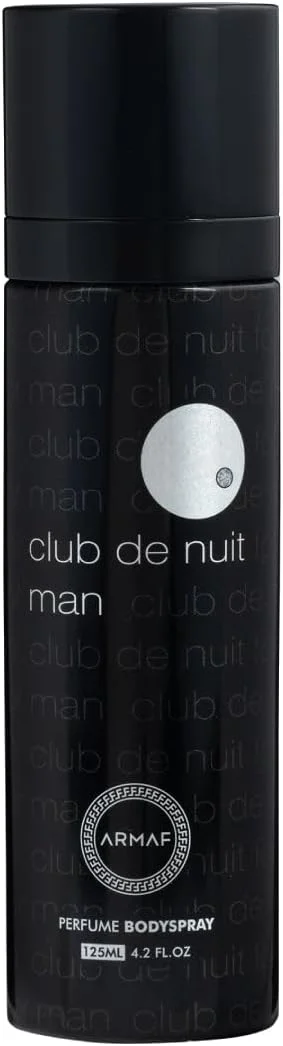 اسپری بدن مردانه آرماف کلاب د نایت من 125 میلی لیتر، دئودورانت ماندگار برای مردان، رایحه چوبی و تند با عنبر، چرم و نعناع هندی