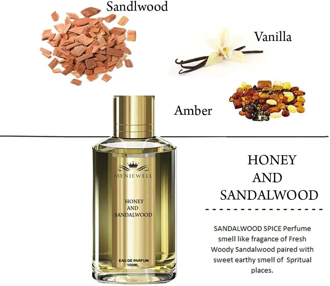 ادکلن مردانه و زنانه عسل صندل منجول | رایحه ماندگار | اسپری معطر ایده آل برای استفاده روزانه، شب های قرار، هدیه دادن و مناسبت های خاص، (100 میلی لیتر)