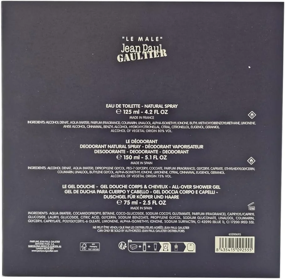 مجموعه هدیه 3 تکه مردانه ژان پل گوتیه له میل (ادکلن 125 میلی لیتر + ژل دوش 75 میلی لیتر + اسپری دئودورانت 150 میلی لیتر)