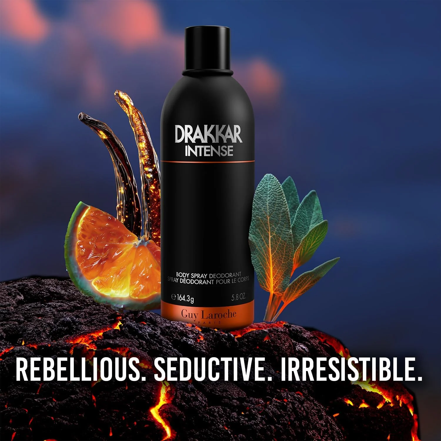 اسپری بدن مردانه گای لاروش دراکر اینتنس، رایحه کهربایی فوژه، ماندگاری طولانی، 170 میلی لیتر