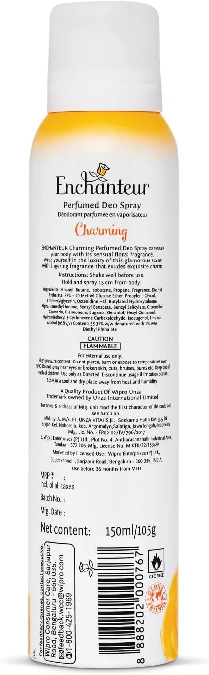 اسپری خوشبو کننده بدن زنانه انشانتور مدل چارمینگ، محافظت 24 ساعته در برابر بوی نامطبوع، 150 میلی لیتر | رایحه ای فریبنده