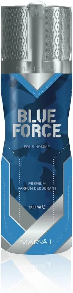 مجموعه هدیه عطر مردانه ماریج بلو فورس، اسپری ادو پرفیوم 100 میلی لیتر + اسپری بدن عطر 200 میلی لیتر