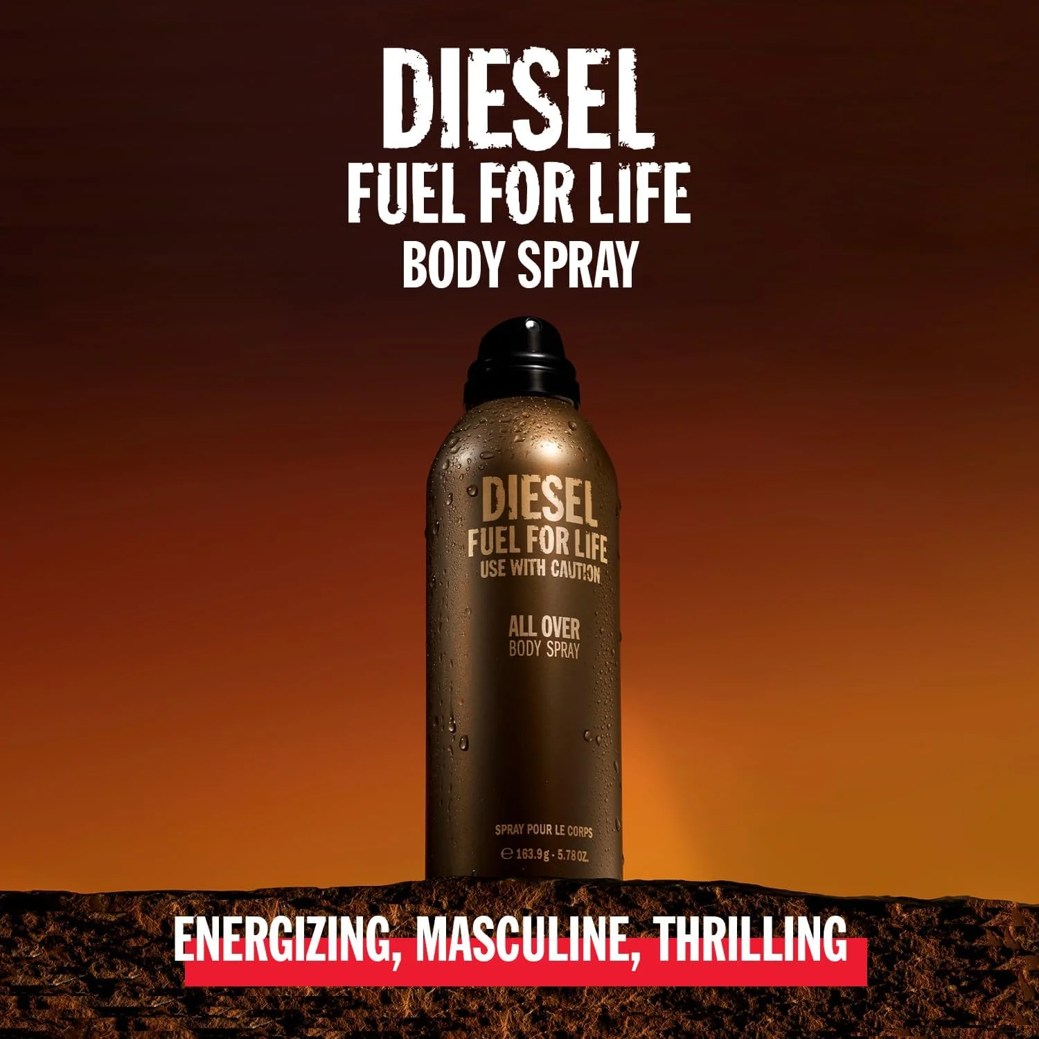 اسپری بدن مردانه DIESEL Fuel For Life - رایحه چوبی، کهربایی - با رایحه های بادیان ختایی، اسطوخودوس و کهربای چوبی 200 میلی لیتر