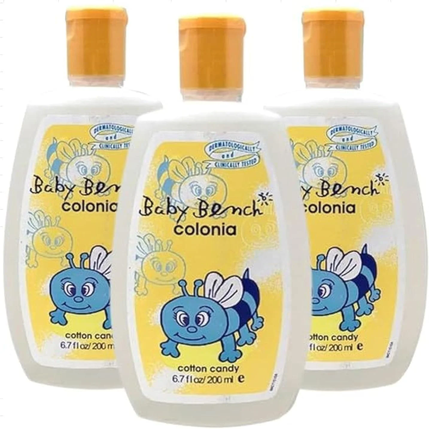 ادکلن کودک بنچ مدل Colonia با رایحه پشمک | عطر کودک، ملایم و ایمن، رایحه ملایم | ماندگاری طولانی مدت و رایحه ظریف | ایمن برای دست مادر و پوست کودک 200 میلی لیتر - (بسته 3 عددی).