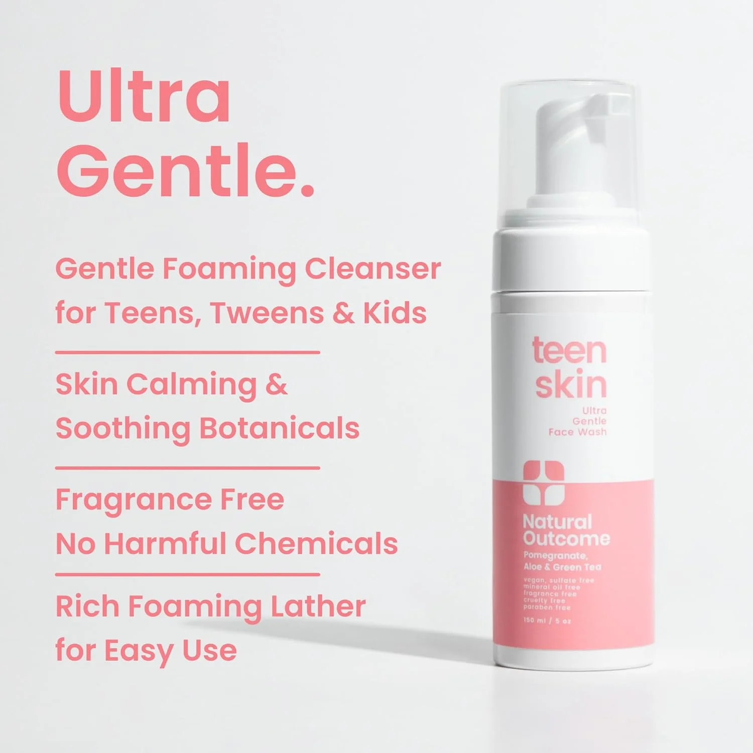 شوینده فوق ملایم صورت کودکانه برای پوست نوجوانان | شوینده روزانه و تسکین دهنده صورت کودکانه | مواد طبیعی و غیر سمی | مناسب برای نوجوانان و کودکان برای جلوگیری از آکنه | بدون عطر | 148 میلی لیتر