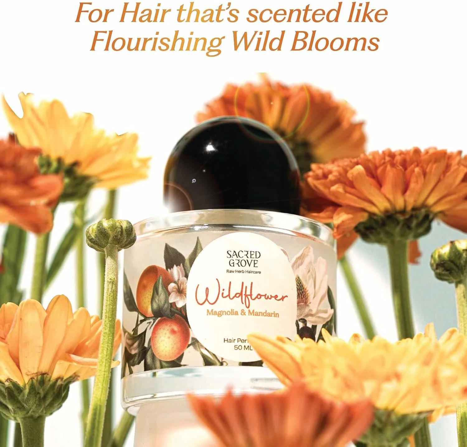 عطر مو زنانه Sacred Grove، اسپری مو گل‌های وحشی با آلوئه ورا و آب رزماری | بدون الکل | عطر مو униsex، ۵۰ میلی لیتر