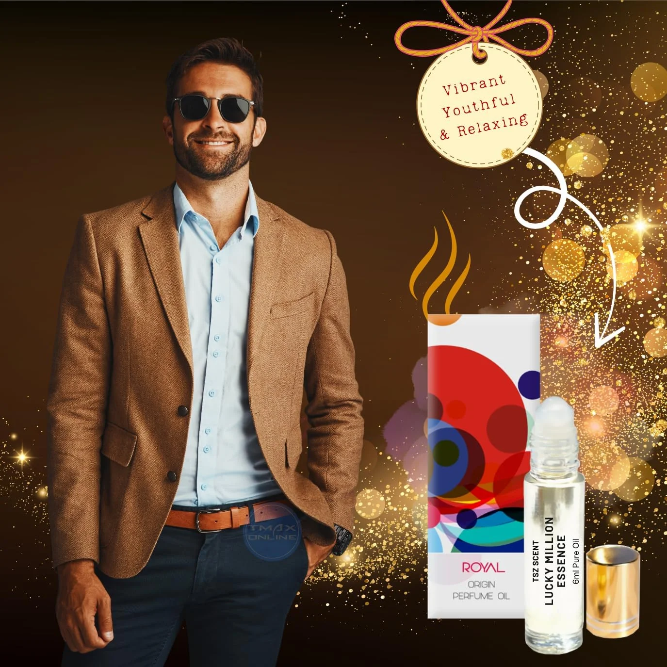 روغن عطر مردانه رولی تی اس زد مدل Lucky Million Essence، 6 میلی لیتر، رایحه چوبی ماندگار و غلیظ