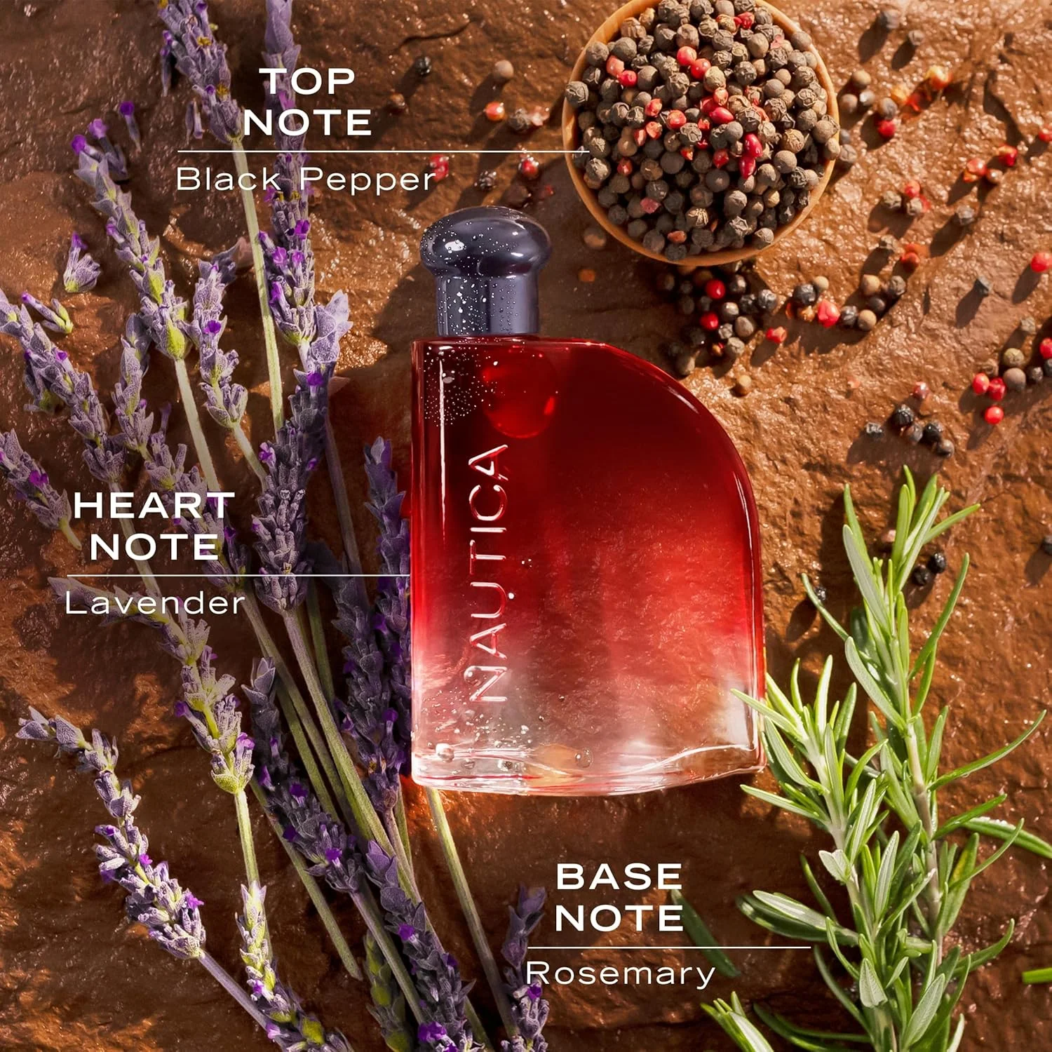 ادکلن مردانه ناتیکا کالر قرمز، رایحه آروماتیک فوژه، با رایحه فلفل سیاه، اسطوخودوس و رزماری، 50 میلی لیتر