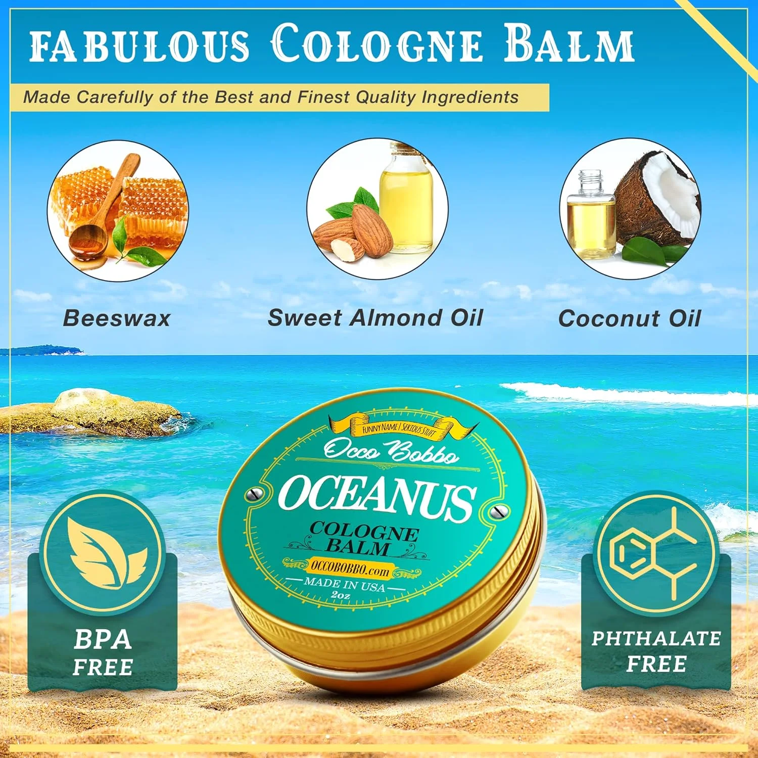 ادکلن جامد مردانه اوشنوس - ساخته شده در ایالات متحده آمریکا - رایحه ای تمیز و مردانه - تمام مواد طبیعی - 2 اونس