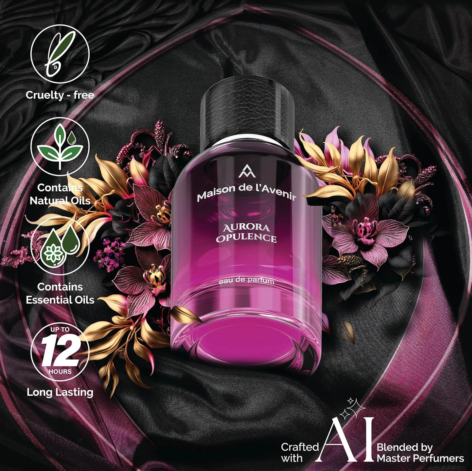 Maison de l'Avenir Aurora Opulence - عطر رمانتیک زنانه و لوکس مردانه - با رایحه رز، یاس و عسل - ماندگاری طولانی - عطر نیش ممتاز