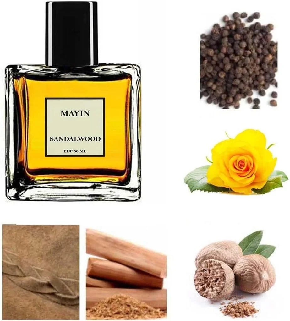 ادکلن مایین میسور صندل وود مردانه | رایحه ماندگار | اسپری معطر یونیسکس ایده آل برای استفاده روزانه، شب قرار، هدیه و مناسبت های خاص (50 میلی لیتر)