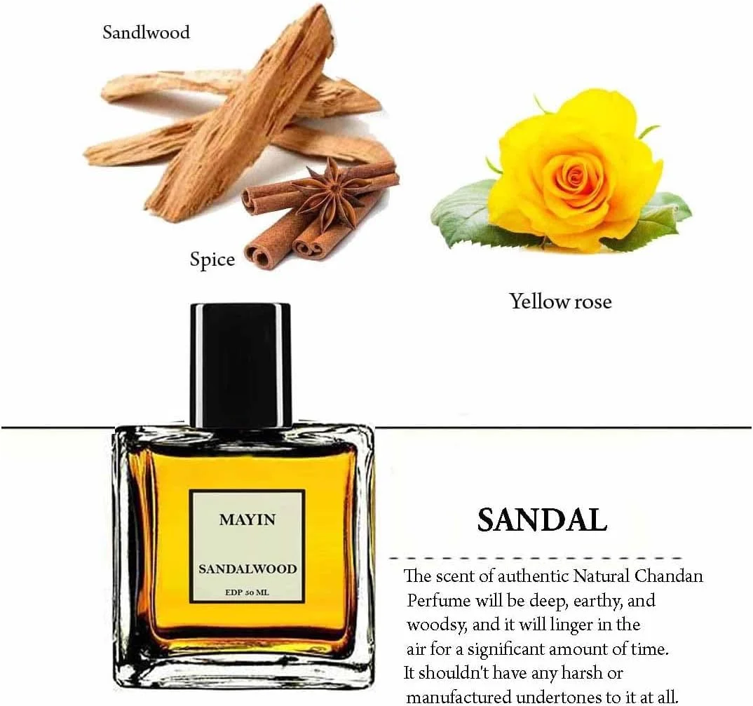 ادکلن مایین میسور صندل وود مردانه | رایحه ماندگار | اسپری معطر یونیسکس ایده آل برای استفاده روزانه، شب قرار، هدیه و مناسبت های خاص (50 میلی لیتر)