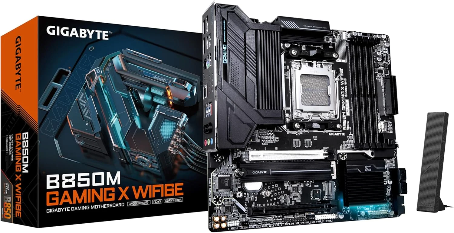 مادربرد GIGABYTE B850M GAMING X WIFI6E - پردازنده های سری AMD Ryzen 9000، VRM دیجیتال 2+2+10 فاز، DDR5 تا 5200 مگاهرتز (OC)، 1xPCIe 5.0 + 1xPCIe 4.0 M.2، 2.5LAN، WIFI 6E، USB 3.2 Gen 2