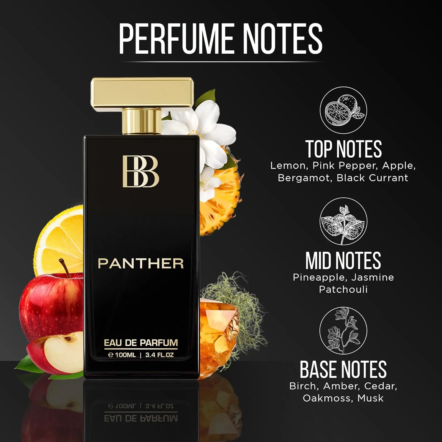 ادکلن مردانه برگاموت بیوتی پلنگ | عطر مردانه 100 میل | رایحه ماندگار ممتاز | بهترین عطر مردانه با نعناع هندی و مشک | هدیه برای او