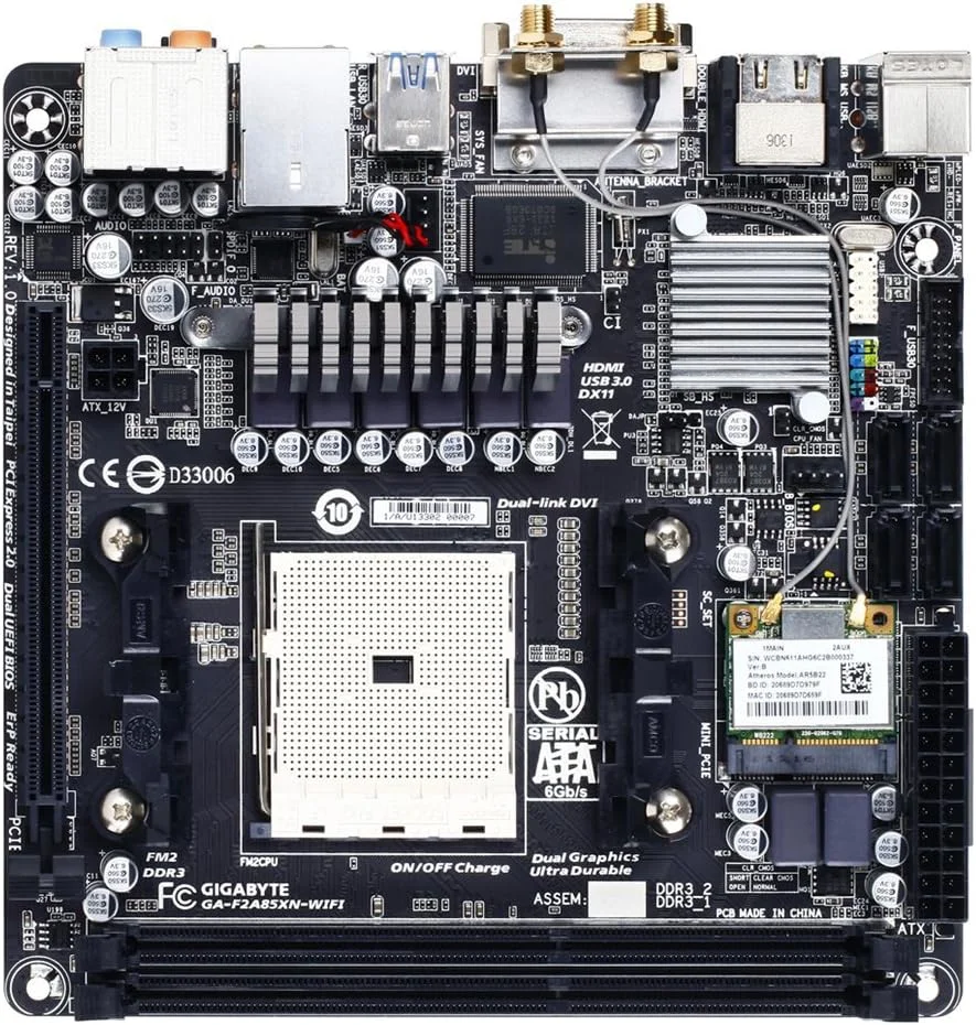 مادربرد گیگابایت FM2 A85X (Hudson D4) Wi-Fi Mini ITX با بایوس UEFI مدل GA-F2A85XN-WIFI