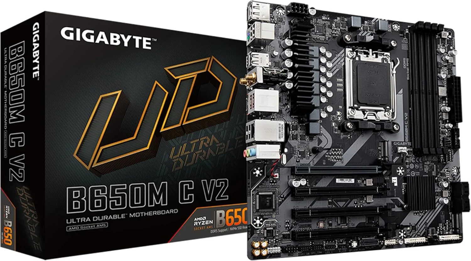 مادربرد GIGABYTE B650M C V2 (AM5/ LGA 1718/ AMD/ B650/ Micro-ATX/ DDR5/ PCIe 4.0 M.2/ PCIe 4.0/ USB 3.2 Gen1 Type-C/ 1GbE LAN)