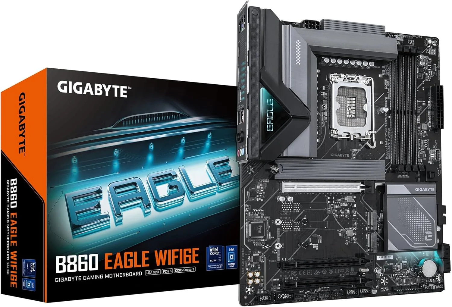 مادربرد GIGABYTE B860 Eagle WIFI6E اینتل Core Ultra (سری 2) LGA 1851، ATX، DDR5، 3X M.2، PCIe 5.0، USB-C، WIFI6E، LAN 2.5GbE، EZ-Latch مادربرد GIGABYTE B860 Eagle WIFI6E اینتل Core Ultra (سری 2) LGA 1851، ATX، DDR5، 3X M.2، PCIe 5.0، USB-C، WIFI6E، LAN 2.5GbE، EZ-Latch