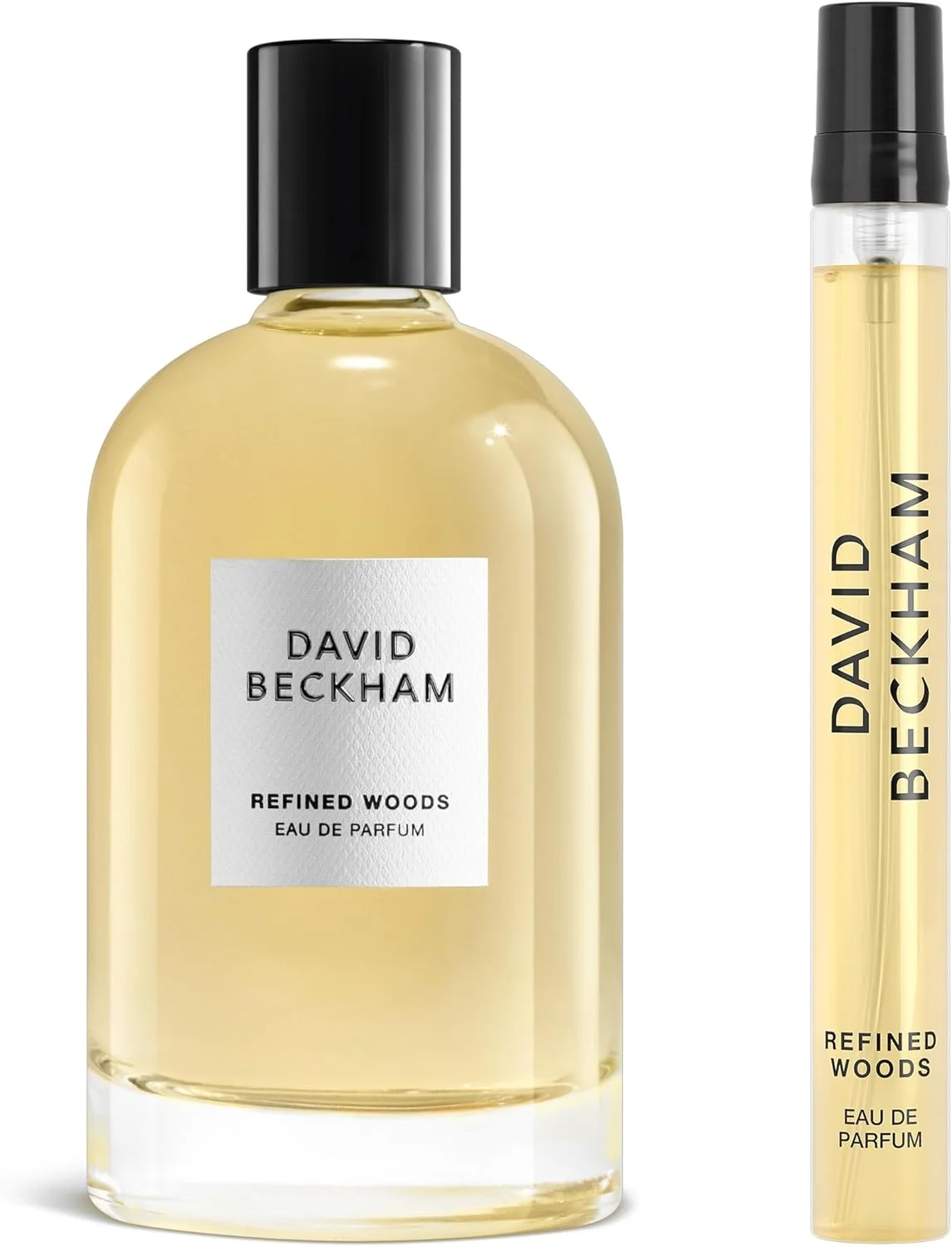 ست هدیه ادو پرفیوم مردانه دیوید بکهام Refined Woods به همراه ادو پرفیوم سایز مسافرتی، رایحه چوبی کهربایی، ۱۰۰ میلی لیتر و ۱۰ میلی لیتر