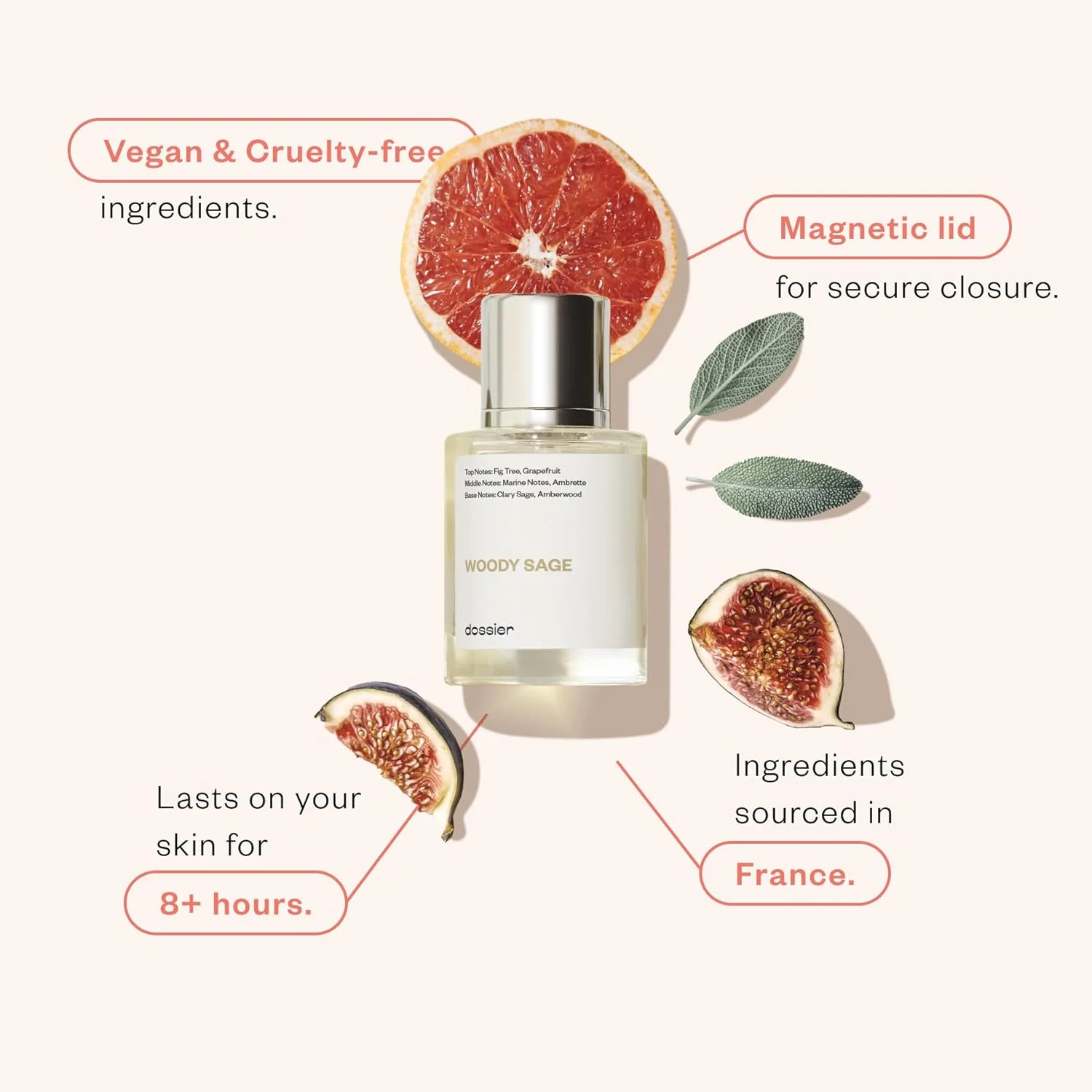 دوسیه - مریم گلی چوبی - ادو پرفیوم - الهام گرفته از Wood Sage & Sea Salt از J.Malone - عطر لوکس - خالص تزریق شده - بدون پارابن - وگان - برای زنان مردان униsex - رایحه 3.4 Fl oz (اسپری 100ml)