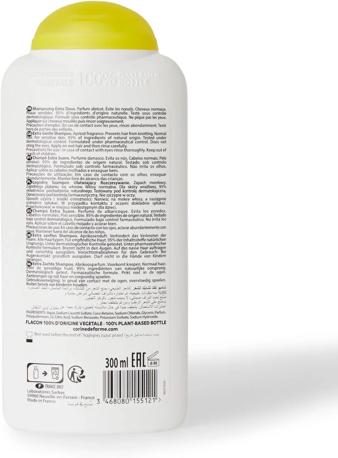 شامپو بسیار ملایم کورین دو فارم با رایحه زردآلو ۳۰۰ میلی لیتر