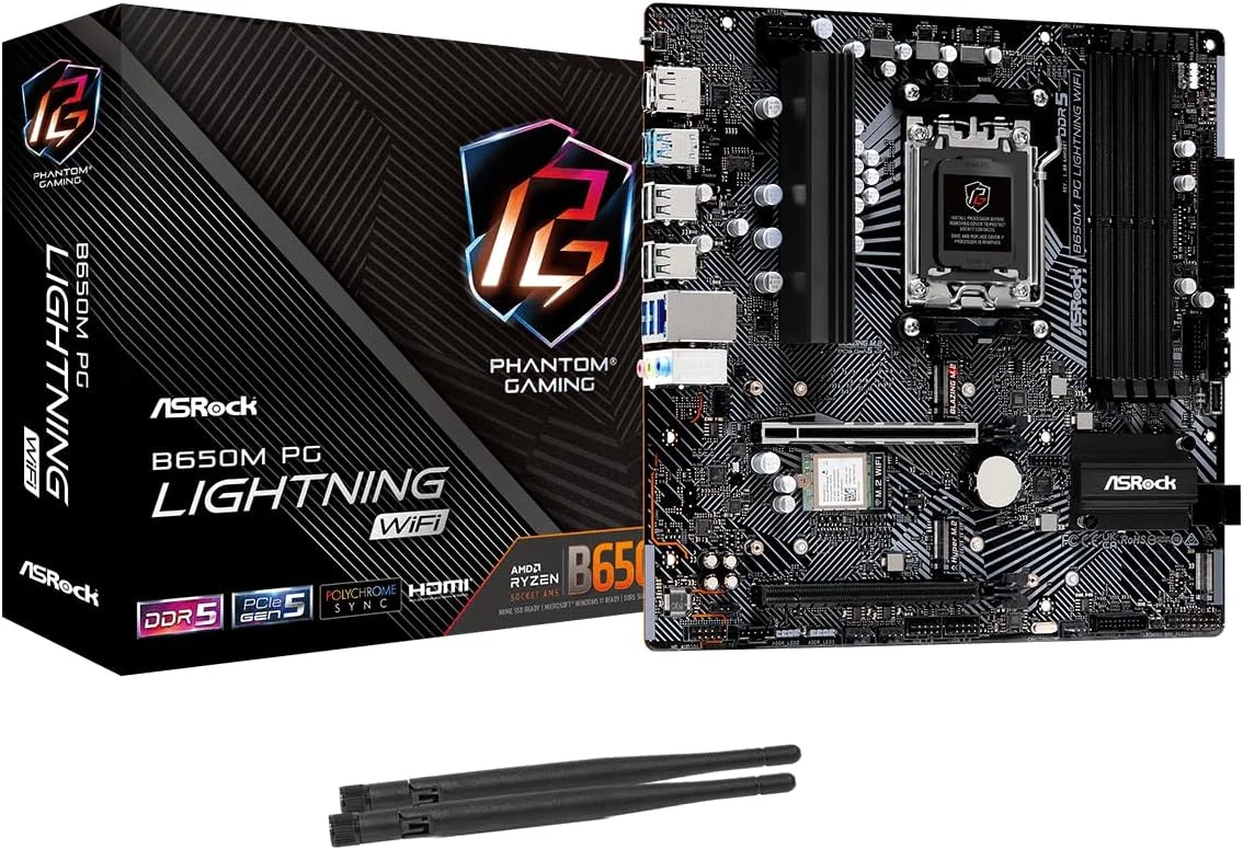 مادربرد ASRock B650M PG Lightning WiFi 6E AMD Ryzen سری 9000/8000/7000 سوکت AM5 B650 DDR5 تا 7200+ (OC) مگاهرتز 256 گیگابایت SATA3 6.0 گیگابیت بر ثانیه Micro ATX M.2 RGB LED BIOS Flashback مادربرد ASRock B650M PG Lightning WiFi 6E AMD Ryzen سری 9000/8000/7000 سوکت AM5 B650 DDR5 تا 7200+ (OC) مگاهرتز 256 گیگابایت SATA3 6.0 گیگابیت بر ثانیه Micro ATX M.2 RGB LED BIOS Flashback