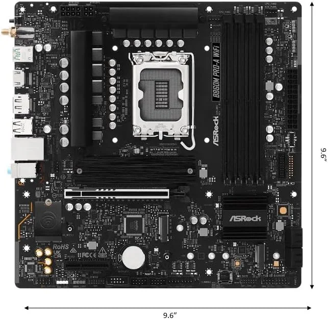 مادربرد ASRock B860M Pro A WiFi 6E Intel Core Ultra (سری 2) B860 DDR5 تا 8666+ (OC) مگاهرتز 256 گیگابایت M.2 LGA1851 Micro ATX با قابلیت BIOS Flashback SATA3 6.0 Gb/s PCIe 5.0 Realtek 2.5G LAN مادربرد ASRock B860M Pro A WiFi 6E Intel Core Ultra (سری 2) B860 DDR5 تا 8666+ (OC) مگاهرتز 256 گیگابایت M.2 LGA1851 Micro ATX با قابلیت BIOS Flashback SATA3 6.0 Gb/s PCIe 5.0 Realtek 2.5G LAN