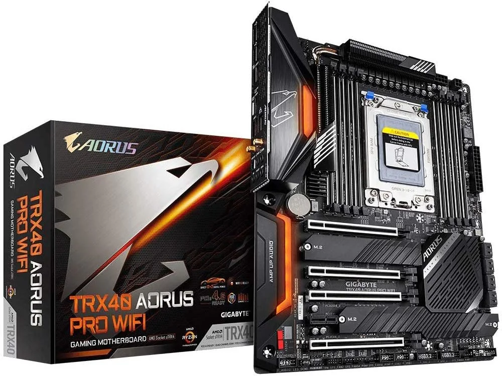 مادربرد GIGABYTE TRX40 AORUS PRO WiFi (sTRX/AMD/TRX40/هیت سینک Fins-Array/VRM دیجیتال 12+2 فاز Infineon/3x PCIe 4.0x4 M.2/Intel WiFi 6/Intel GbE LAN/ATX) مادربرد GIGABYTE TRX40 AORUS PRO WiFi (sTRX/AMD/TRX40/هیت سینک Fins-Array/VRM دیجیتال 12+2 فاز Infineon/3x PCIe 4.0x4 M.2/Intel WiFi 6/Intel GbE LAN/ATX)
