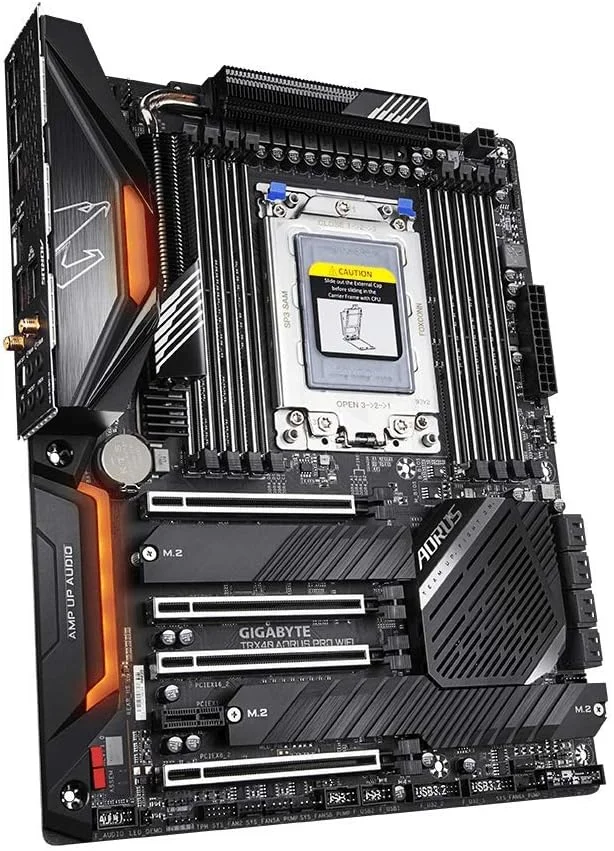 مادربرد GIGABYTE TRX40 AORUS PRO WiFi (sTRX/AMD/TRX40/هیت سینک Fins-Array/VRM دیجیتال 12+2 فاز Infineon/3x PCIe 4.0x4 M.2/Intel WiFi 6/Intel GbE LAN/ATX) مادربرد GIGABYTE TRX40 AORUS PRO WiFi (sTRX/AMD/TRX40/هیت سینک Fins-Array/VRM دیجیتال 12+2 فاز Infineon/3x PCIe 4.0x4 M.2/Intel WiFi 6/Intel GbE LAN/ATX)