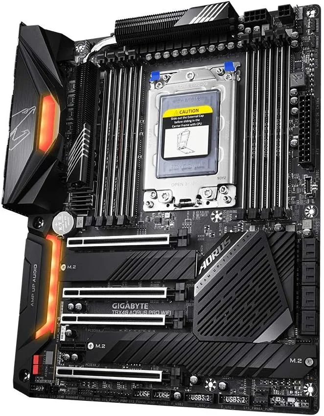 مادربرد GIGABYTE TRX40 AORUS PRO WiFi (sTRX/AMD/TRX40/هیت سینک Fins-Array/VRM دیجیتال 12+2 فاز Infineon/3x PCIe 4.0x4 M.2/Intel WiFi 6/Intel GbE LAN/ATX) مادربرد GIGABYTE TRX40 AORUS PRO WiFi (sTRX/AMD/TRX40/هیت سینک Fins-Array/VRM دیجیتال 12+2 فاز Infineon/3x PCIe 4.0x4 M.2/Intel WiFi 6/Intel GbE LAN/ATX)