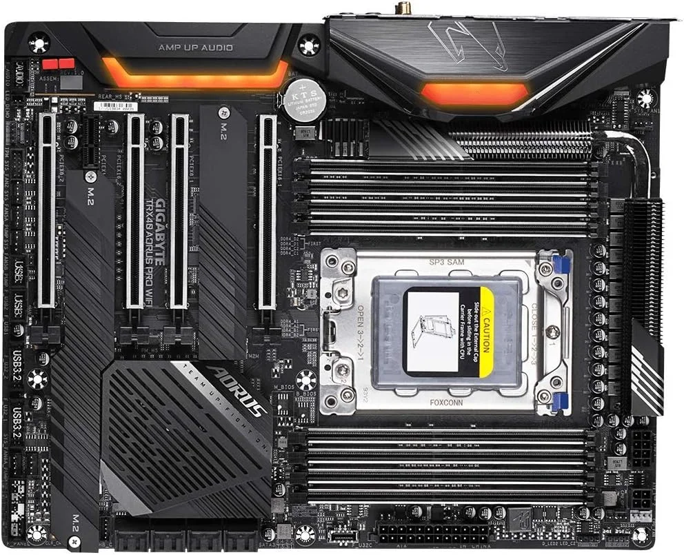 مادربرد GIGABYTE TRX40 AORUS PRO WiFi (sTRX/AMD/TRX40/هیت سینک Fins-Array/VRM دیجیتال 12+2 فاز Infineon/3x PCIe 4.0x4 M.2/Intel WiFi 6/Intel GbE LAN/ATX) مادربرد GIGABYTE TRX40 AORUS PRO WiFi (sTRX/AMD/TRX40/هیت سینک Fins-Array/VRM دیجیتال 12+2 فاز Infineon/3x PCIe 4.0x4 M.2/Intel WiFi 6/Intel GbE LAN/ATX)