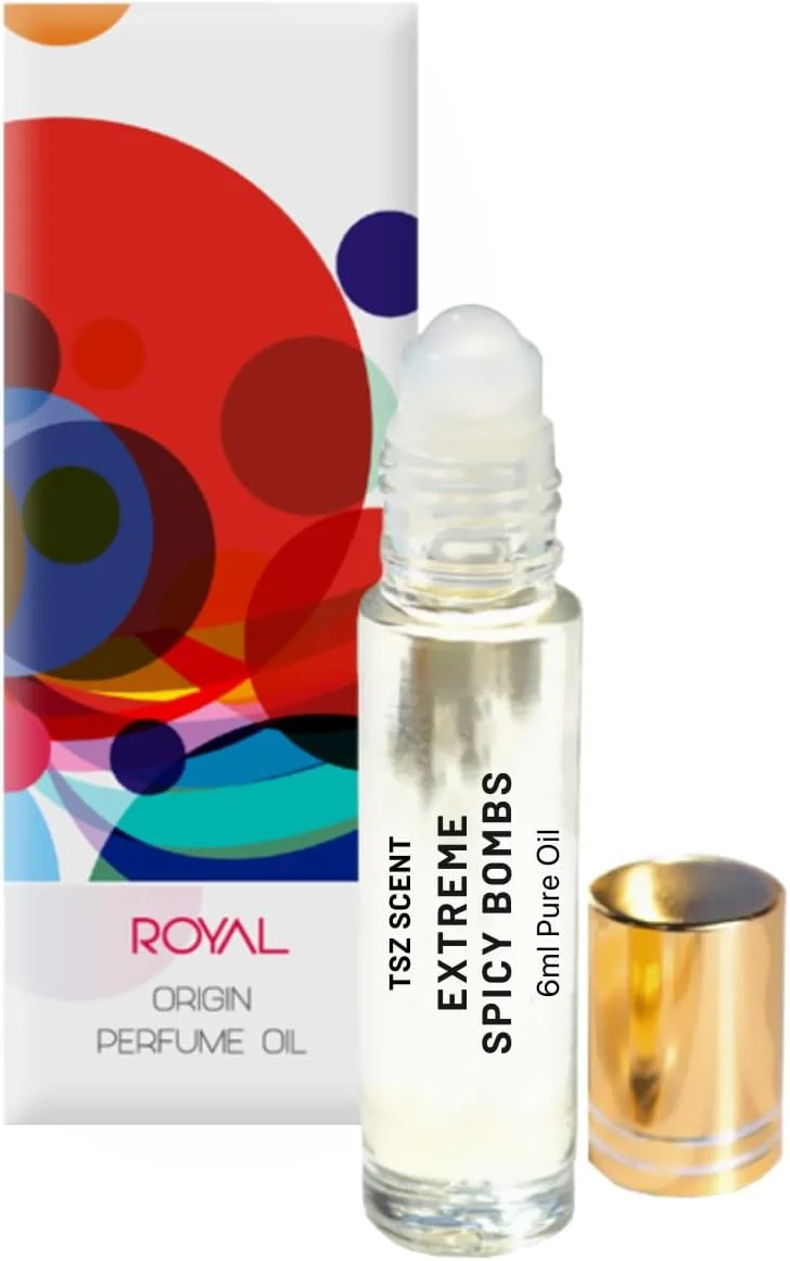 عطر روغنی مردانه TSZ Scent Extreme Spicy Bombs، 6 میلی لیتر، رولی - رایحه وانیل غلیظ، تنباکو و ادویه جات برای آقایان
