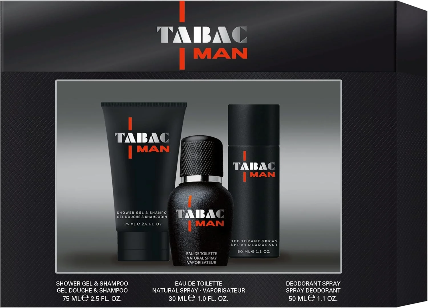 ست سه تایی مردانه تاباک اورجینال - رایحه ای مردانه و قدرتمند با درخشش تند و تیز | ادو تویلت 30 میلی لیتر، ژل دوش 75 میلی لیتر و اسپری دئودورانت 50 میلی لیتر