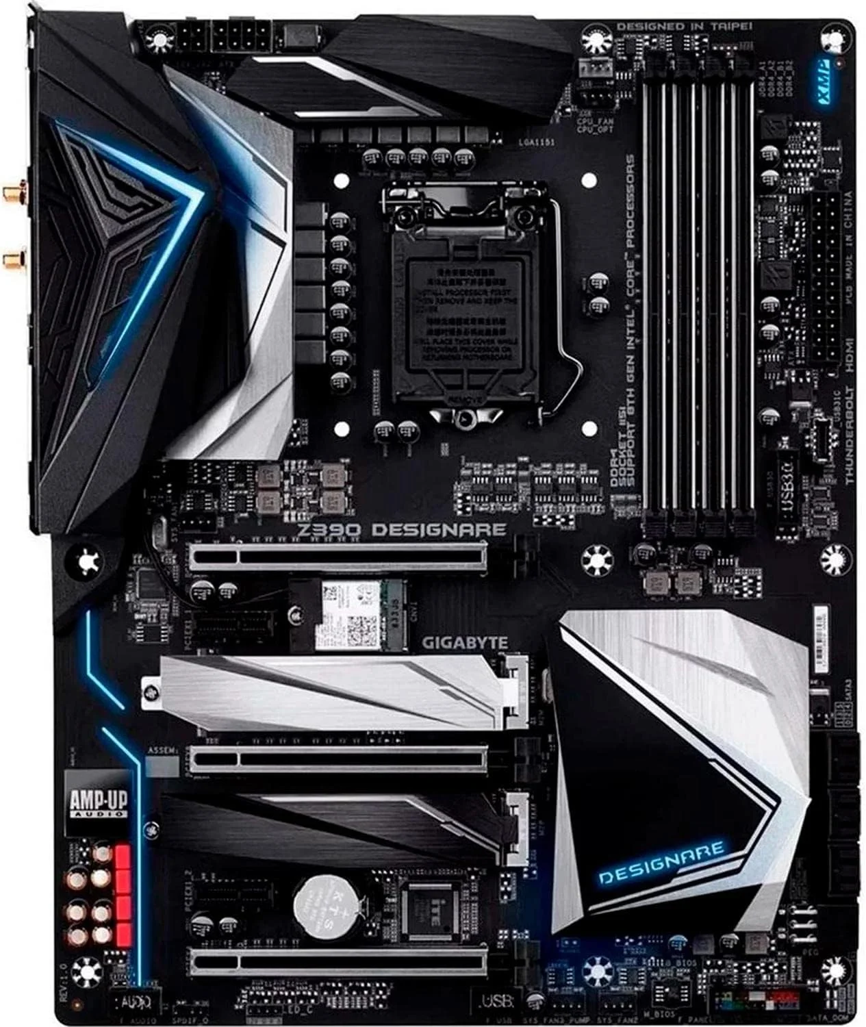 مادربرد GIGABYTE Z390 DESIGNARE گیگابایت (Intel LGA1151/Z390/ATX/2xM.2/Thunderbolt 3/Onboard AC Wifi/12+1 Phases Digital Vrm)
