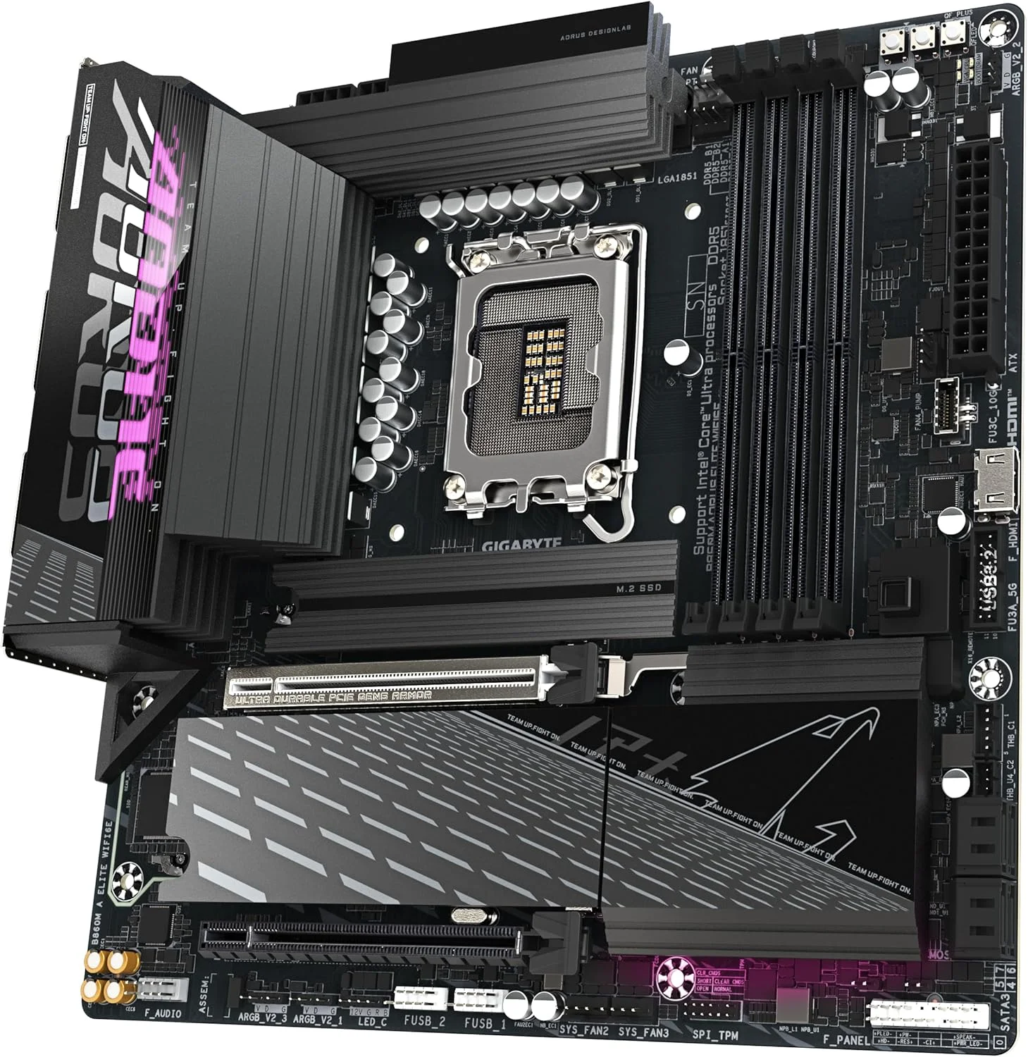 مادربرد GIGABYTE B860M AORUS Elite WIFI6E - پردازنده های Intel Core Ultra Series، VRM با 12+1+2+1 فاز، DDR5 تا 9200 مگاهرتز، 1xPCIe 5.0 + 2xPCIe 4.0 M.2، LAN 2.5GbE، WiFi 6E، Thunderbolt