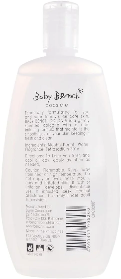 ادکلن کودک بنچ با رایحه بستنی یخی - رایحه ای لذت بخش و با طراوت - ادکلن ملایم برای نوزادان - ماندگاری طولانی - تست شده از نظر پوستی و بالینی - 200 میلی لیتر