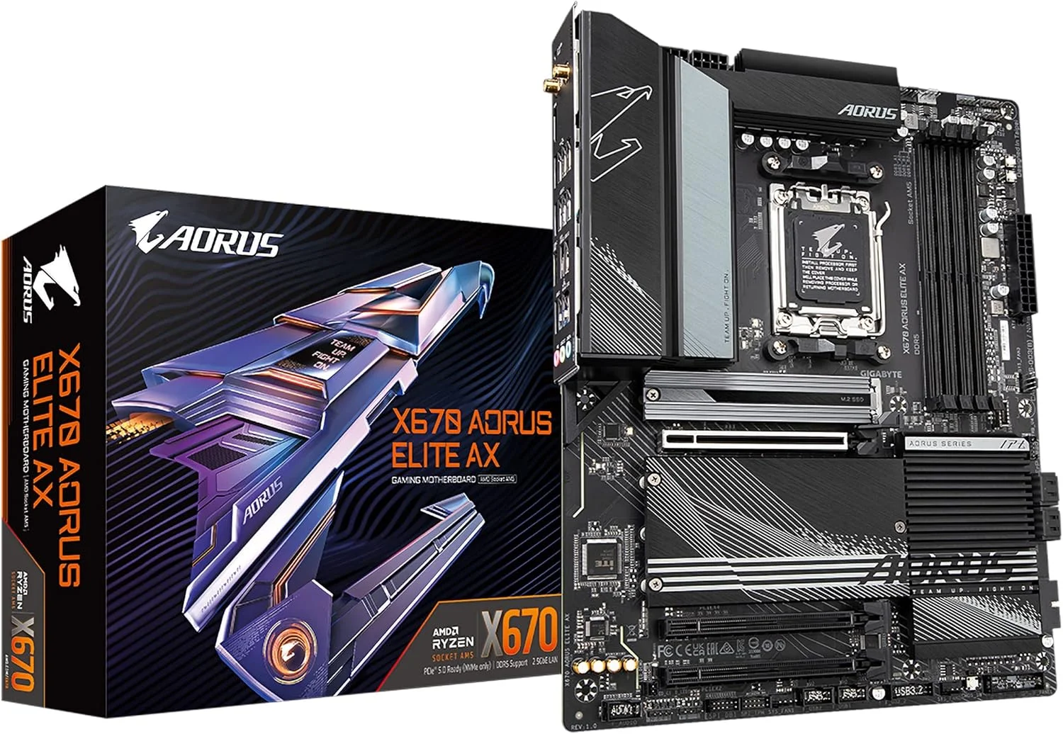 مادربرد GIGABYTE X670 AORUS Elite AX (AM5/ LGA 1718/ AMD/ X670/ ATX/ DDR5/ Quad M.2/ PCIe 5.0/ USB 3.2 Gen2X2 Type-C/AMD WiFi 6E/ 2.5GbE LAN/Q-Flash Plus/M.2 EZ-Latch/مادربرد گیمینگ) مادربرد GIGABYTE X670 AORUS Elite AX (AM5/ LGA 1718/ AMD/ X670/ ATX/ DDR5/ Quad M.2/ PCIe 5.0/ USB 3.2 Gen2X2 Type-C/AMD WiFi 6E/ 2.5GbE LAN/Q-Flash Plus/M.2 EZ-Latch/مادربرد گیمینگ)