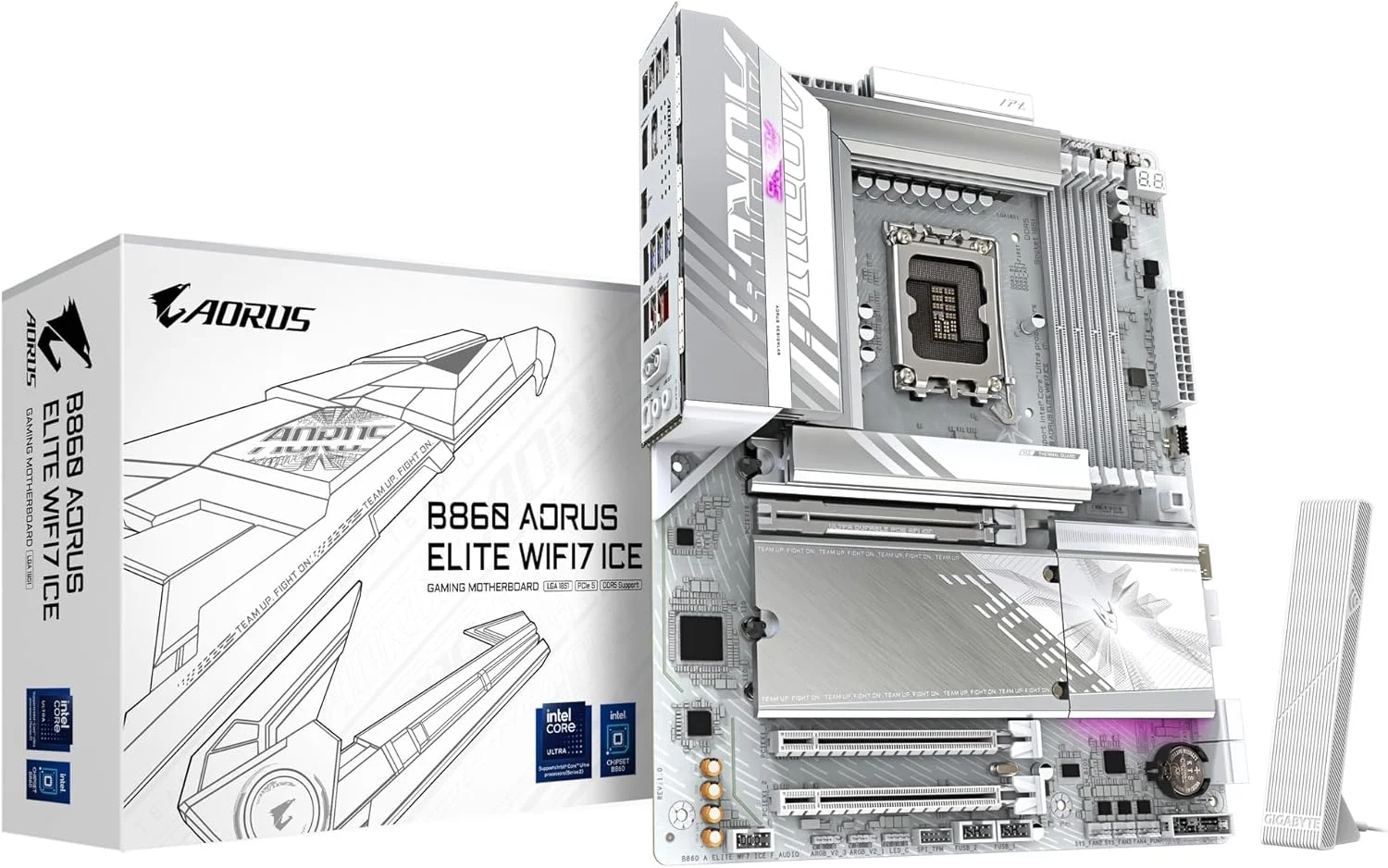 مادربرد GIGABYTE B860 AORUS Elite WIFI7 ICE Intel Core Ultra (سری 2) LGA 1851، ATX، DDR5، 3X M.2، PCIe 5.0، USB-C، WIFI7، 2.5GbE LAN، EZ-Latch مادربرد GIGABYTE B860 AORUS Elite WIFI7 ICE Intel Core Ultra (سری 2) LGA 1851، ATX، DDR5، 3X M.2، PCIe 5.0، USB-C، WIFI7، 2.5GbE LAN، EZ-Latch